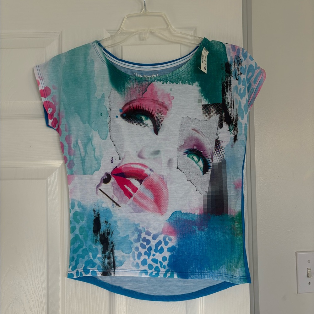 NWT AEROPOSTALE WOMEN SHORT SLEEVE FASHIONISTA FACE DOLMAN TEE T SHIRT SIZE XS